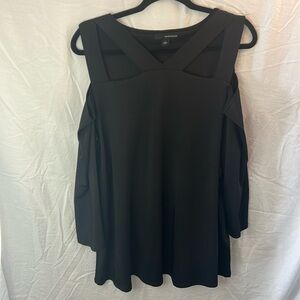 Harve Benard Black Cold Shoulder Shirt